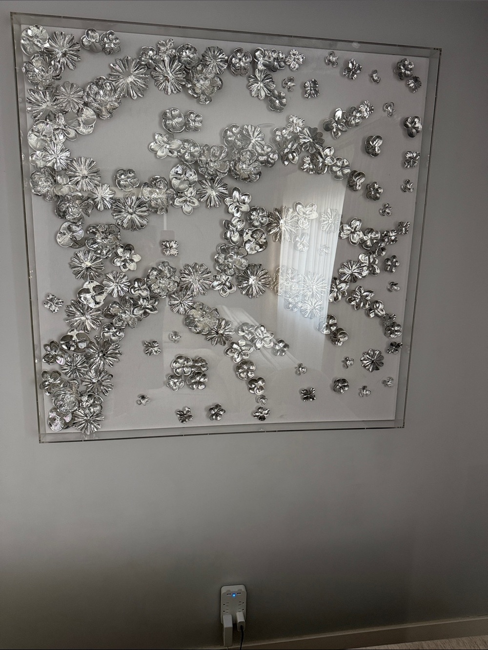 Silver Floral Acrylic Wall Art - Brand